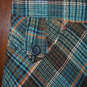 Turquoise and Orange Plaid Wool Skirt, Lined, Size  6